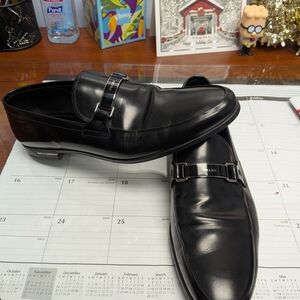 Prada Men's Black Leather Loafers As Is
